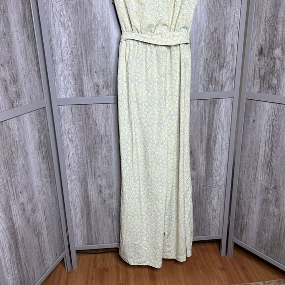 Derek Lam Jumpsuit Deep V Neckline Sleeveless Yellow Floral Print Wide Leg Sz 48 - Picture 10 of 15